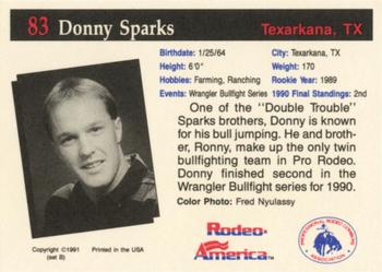 1991 Rodeo America Set B #83 Donny Sparks Back